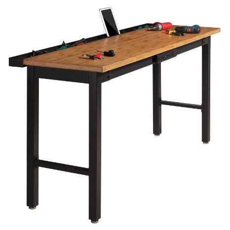 NewAge Products Workbench with Bamboo Top and Power Bar, 72"
