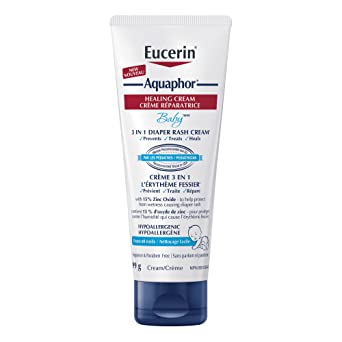Eucerin Aquaphor Baby Diaper Rash Cream (99g), Hypoallergenic Baby Cream with 15% Zinc Oxide, Pediatrician Recommended, 99 gram