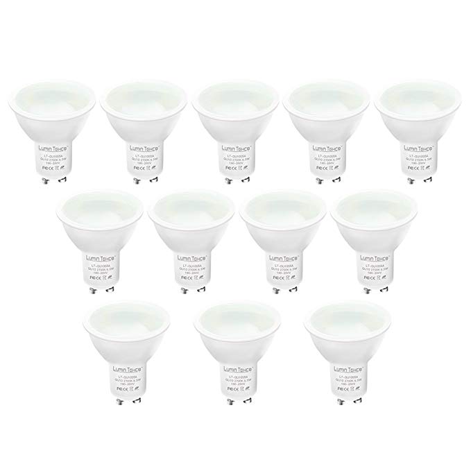 Lumin Tekco LED Light Bulbs 3.5W GU10 MR16 35W Halogen Bulbs Equivalent, Dimmable 300Lm 2700K Warm White Reflector Spotlight with 120 Degree Beam Angle, Pack of 12