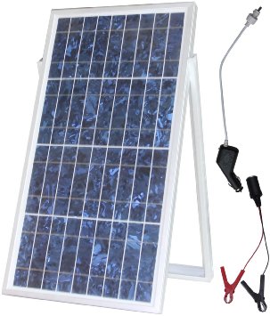MicroSolar - 30w Solar Charger Kit // Plug & Play// Solar Charge Contoller Included - 18 Feet Wire - Optional 16.4 feet extension wire // Include Cigarette Plug with Fuse & Alligator Clips Wire