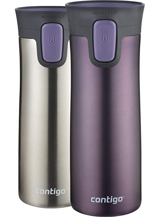 Contigo AUTOSEAL Pinnacle Vacuum-Insulated Stainless Steel Travel Mugs, 14oz, Violet, 2-Pack