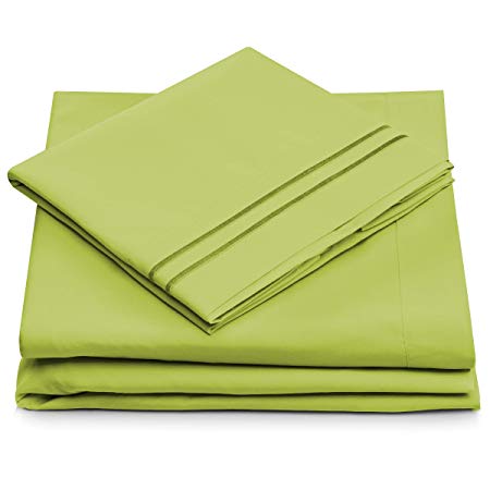Twin XL Size Bed Sheets - Lime Green Twin Extra Long Bedding Set - Deep Pocket - Ultra Soft Luxury Hotel Sheets- Hypoallergenic - Cool & Breathable - Wrinkle, Stain, Fade Resistant - 3 Piece