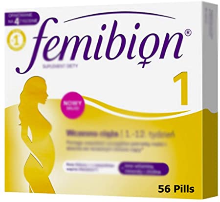 FEMIBION Natal 1. 56 Pills for Early Pregnancy, First 12 Weeks. Made in Germany. Polish Distribution, Polish Language.