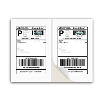 PACKZON® Shipping Labels with Self Adhesive, Square Corner, For Laser & Inkjet Printers, 8.5 x 5.5 Inches, White, Pack of 200 Labels