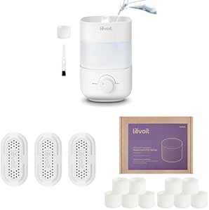 Bundle of LEVOIT Top Fill Humidifiers for Bedroom   LEVOIT 3-Pack Water, Demineralization Cartridge  LEVOIT 10-Pack Top Fill Humidifier Replacement Filters