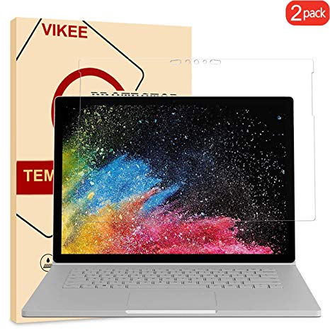 [2Pack]Microsoft Surface Book 2 15 Screen Protector, VIKEE HD Clear [Anti-Fingerprint][Bubble-Free][Easy to install] 9H Hardness Tempered Glass Screen Protector Film For Microsoft Surface Book 2 15in