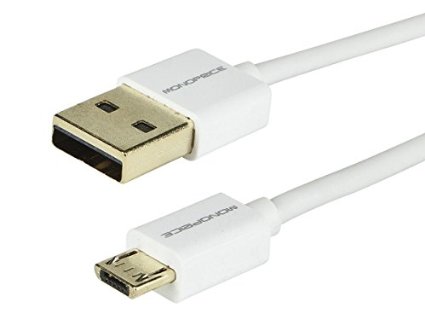 Monoprice 6-Feet Premium USB to Micro USB Charge and Sync Cable, White (109965)