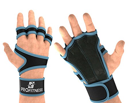 Cross Training Gloves with Wrist Support by ProFitness | Non-Slip Palm Silicone Padding to avoid Calluses | For Weight lifting, WOD, Powerlifting & Gym Workouts | Ideal for Both Men & Women