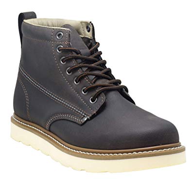 Golden Fox Work Boots Men's 6" Plain Toe Wedge Boot for Construction, Lightweight Comfortable Outsole
