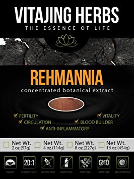 Rehmannia Powder Extract ★★★20:1 CONCENTRATION★★★ (Chinese Foxglove) (4oz - 114gm) - 100% PURE Powder, NO Binders, Fillers or Additives! Yin Jing Recovery Herb