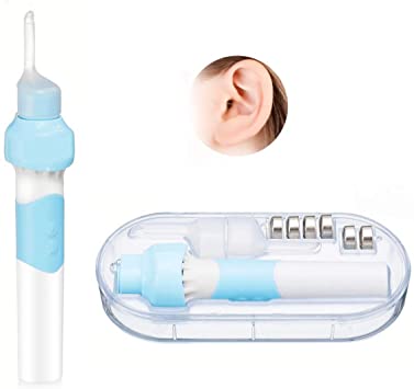 Ear Wax Removal Kit, LIUMY Electric Ear Cleaner Kit with LED Light, Ear Wax Vacuum for People of All Ages, Soft Ear Pick Set with Double Size Head for Adults and Kids, Safe and Comfortable