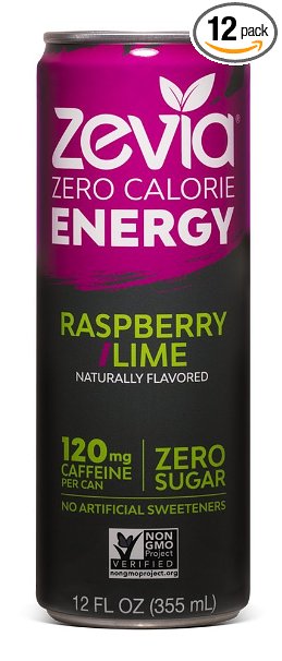 Zevia Zero-Calorie, Naturally Sweetened Energy Drink, Raspberry Lime, 12 Ounce (Pack of 12)