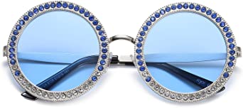 SOJOS Round Oversized Rhinestone Sunglasses for Women Festival Sunglasses SJ1095