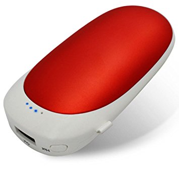5200mAh USB Rechargeable Electric Hand Warmer,Vshow Baby Dolphin Double-Side Pocket Warmer /Emergency Phone Charger for iPhone /Samsung Galaxy - Red