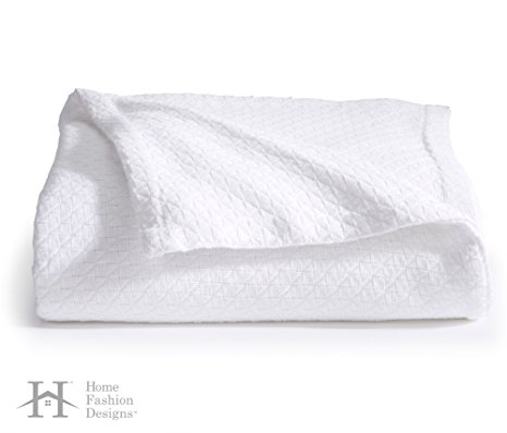 Bellante Collection Premium 100% Egyptian Cotton Luxury Bed Blanket with Elegant Weave. Use as a Warm, Soft Bed Blanket Year Round. By Home Fashion Designs Brand. (King, White)