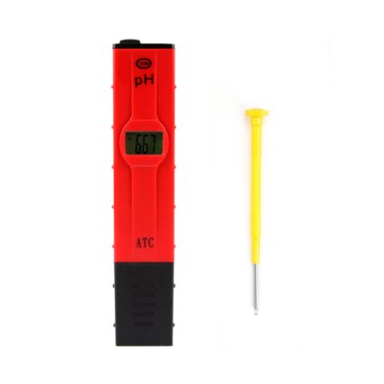 Pocket Size pH Meter with ATC and Backlit LCD, 0.05pH High Accuracy, 0-14 pH Measurement Range, 0.01 Resolution Handheld, Measure Household Drinking Water(Red)