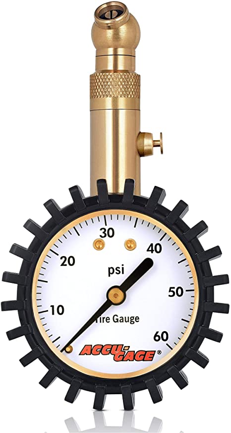 Accu-Gage RS60XA Professional Tire Pressure Gauge with Protective Rubber Guard (60 PSI)