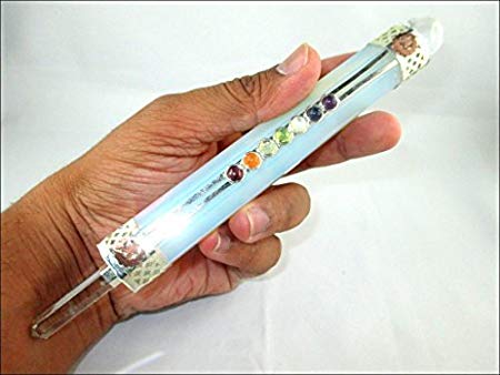Jet Opalite Chakra Pointed Stick Approx. 6 inch Crystal Ball Point Divine Spiritual Energized Charged Cleansed Programmed Pure Genuine Free Booklet Jet International Crystal Therapy Chakra Balancing