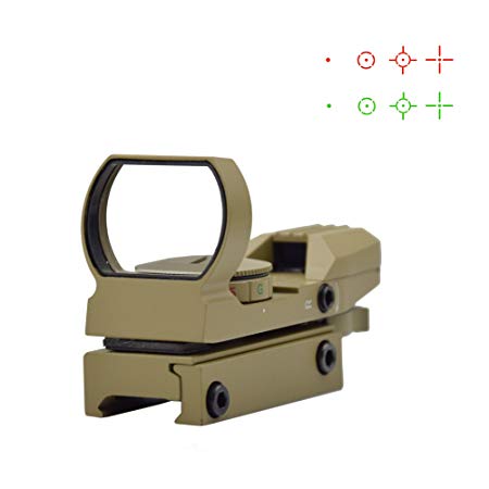 Feyachi 1x33mm Reflex Sight - Dark Earth Tan Scope Sight Both Red and Green & 4 Reticals for Picatinny/Weaver Rails