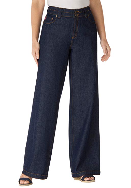 Woman Within Women's Plus Size Wide Leg Cotton Jean