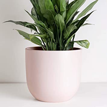 PEACH & PEBBLE Ceramic Planter (12", 10", or 7") - Large Plant Pot, Hand Glazed Indoor Flower Pot for All House Plants (10 inch, Soft Pink)