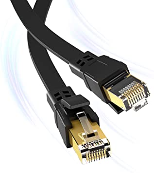 Cat8 Ethernet Cable 50 ft, High Speed Outdoor Indoor & in Wall LAN Internet Flat Cable, Weatherproof&UV Resistant, 40Gbps 2000Mhz Solid Cat 8 Heavy Duty Network Cable for Router/Gaming/Modem