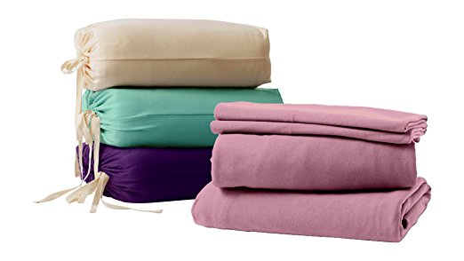 Whisper Organics GOTS Certified Organic 200 Thread Count Soft Cotton Queen Bed Sheet Set, Rosa