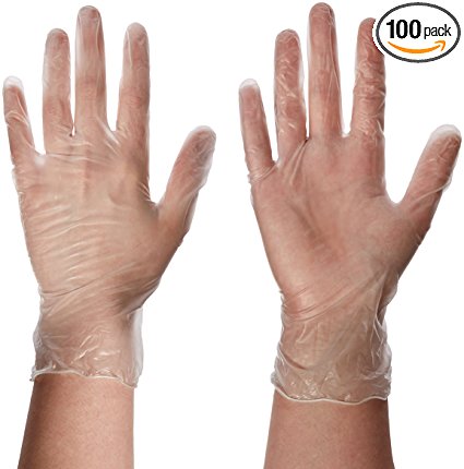 Dynarex Powder-Free Vinyl Exam Gloves, Medium, 100 Count