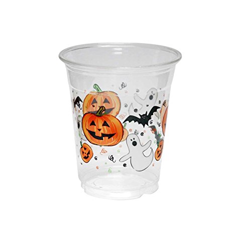 Party Essentials Soft Plastic Printed Party Cups, 12-Ounce, Halloween, 20-Count