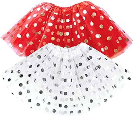 Red Tutu for Toddler Girl & White Tulle Skirt Girls Tutus Set Kids Summer Skirts for Memorial Day / 4th of July