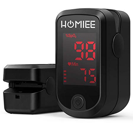 Pulse Oximeter, Portable Blood Oxygen Saturation Heart Rate SpO2 Monitor Auto Sleep Function One-Putton Operation (Black)