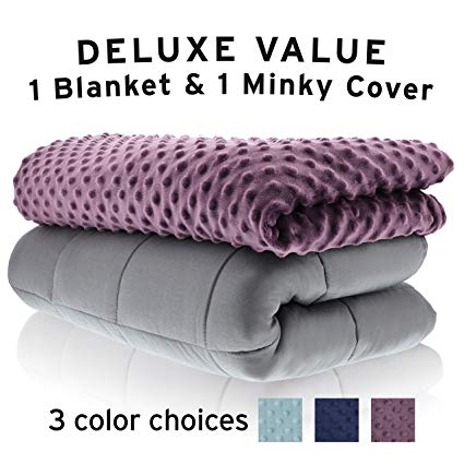 Weighted Blankets Adult Size-For Heavy Stress Relief, Autism, Restless Leg Syndrome & natural calm for anxiety - Plum 48x72 10 LBS- Blankets made from our best Relaxation Sleep Fabric