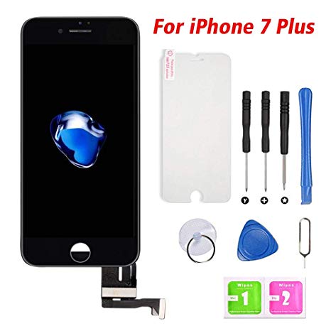 Repair-Screen Screen Replacement For iPhone 7 Plus Black Touch Screen Display LCD Digitizer Assembly With Front Facing Camera Proximity Sensor Full Repair Tools(iphone 7 plus screen,black)