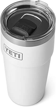 YETI Rambler 16 oz Stackable Pint, Vacuum Insulated, Stainless Steel with MagSlider Lid, White