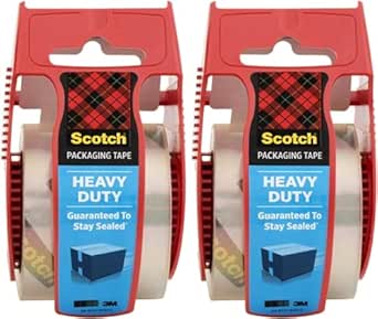 Scotch Heavy Duty Shipping Packaging Tape, 1.88" x 27.7 yd, Great for Packing, Shipping & Moving, Clear, 1 Dispensered Roll (142L) - Pack of 2