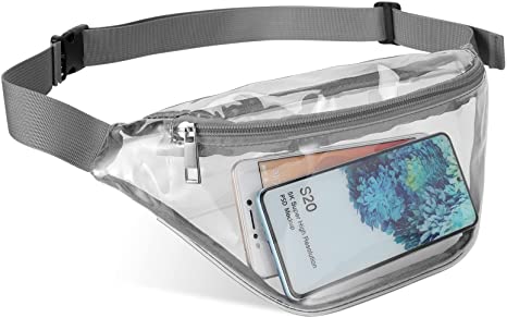 Clear Fanny Pack Stadium Approved, Water proof Transparent Fanny Pack for Women and Men, Small Clear Plastic Fanny Pack Bag for Work & Sport Event