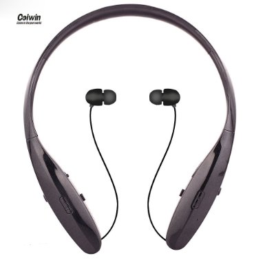 Bluetooth Headphones, Coiwin HBS-960 Bluetooth Neckband Sport Headset Retractable In-ear Earbuds, Hand-free Noise Canceling Headphones for Iphone,Ipad,Samsung and Other Bluetooth Device(HBS-960-Black)