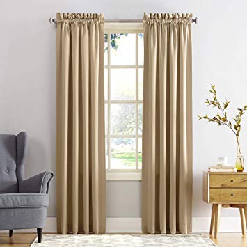 Sun Zero Barrow Energy Efficient Rod Pocket Curtain Panel, 54" x 95", Taupe Brown