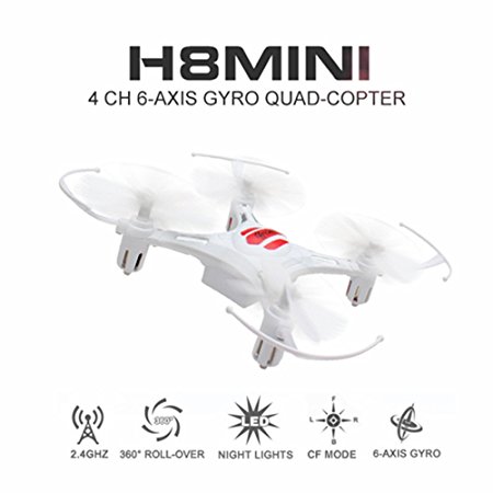Eachine H8 Mini Quadcopter Headless Mode 2.4G 4CH 6 Axis RC Nano Quadcopter Drone RTF Mode 2(White)