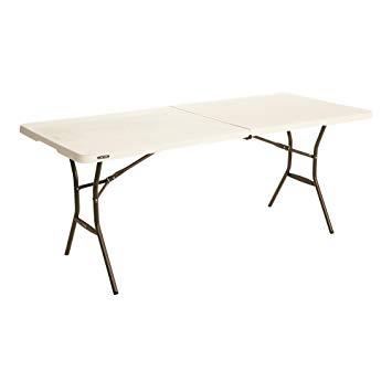 Lifetime 80753 Fold in Half Light Commercial Table, 6 Feet Almond