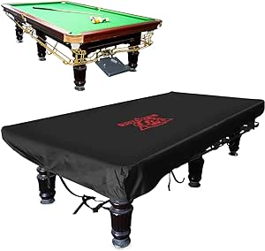 XYZCTEM Billiard Table Cover 600D Upgraded Heavy Duty Waterproof Material Pool Table Cover with Windproof Buckle for All Inclement Weather L(7FT/Black)