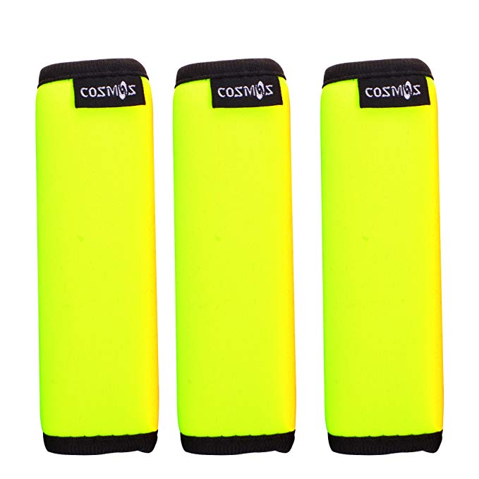 Cosmos 3 PCS Comfort Neoprene Handle Wraps/Grip/Identifier for Travel Bag Luggage Suitcase (Fluorescent yellow)