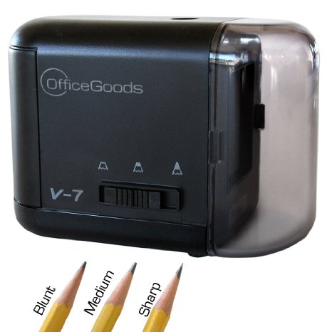 OfficeGoods - Electric and Battery Operated Pencil Sharpener For The Perfect Point - It Is Compact and Reliable for Home Office and School Black