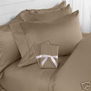 Elegant Comfort 4 Piece 1500 Thread Count Luxury Silky Soft Egyptian Quality Coziest Sheet Set, Queen, Taupe/Cream