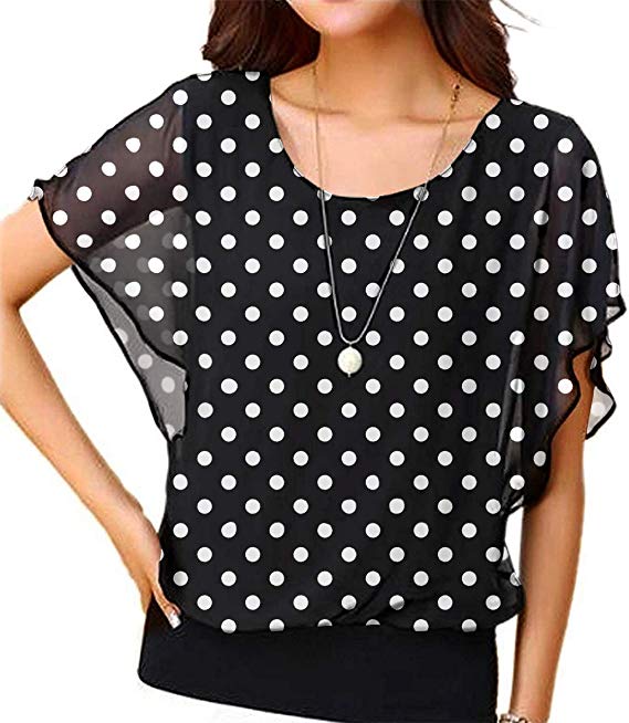 Viishow Women's Loose Casual Short Sleeve Chiffon Top T-Shirt Blouse