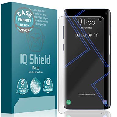 [2-Pack] IQ Shield Matte Anti-Glare [Case Friendly] Screen Protector for Galaxy S10 6.1" [NOT Compatible with Verizon S10 5G 6.7"] Bubble Free Film