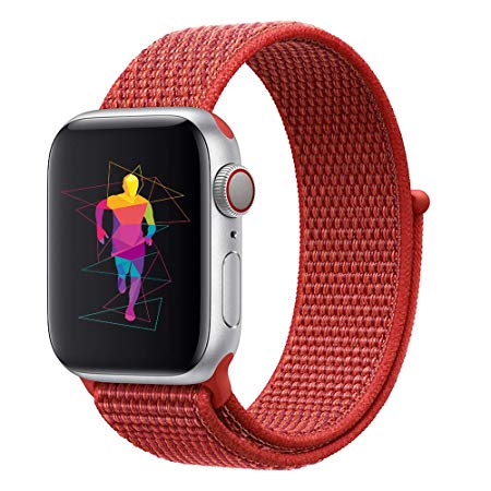 INTENY Sport Band for Apple Watch 38mm 40mm 42mm 44mm, Soft Lightweight Breathable Nylon Sport Loop Replacement Strap for iWatch Apple Watch Series 4, Series 3, Series 2, Series 1