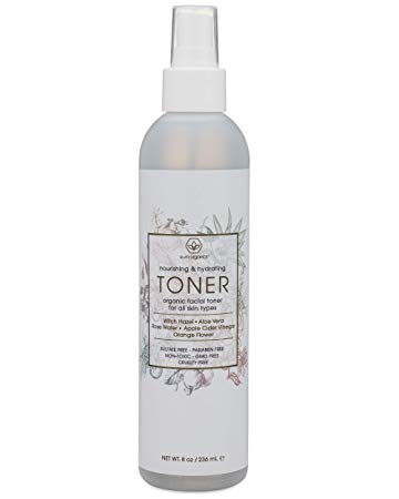 Organic Face Toner Spray - Extra Nourishing & Hydrating Natural Facial Mist with Witch Hazel, Apple Cider Vinegar, Rose Water for Dry, Oily, Acne Prone Skin. Balance pH, Nourish & Moisturize 8oz.