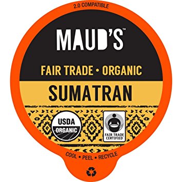 Maud's Gourmet Coffee Pods, Organic Sumatran Blend, 48 Single Serve Coffee Pods