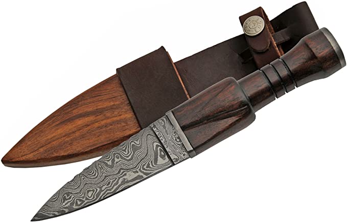 SZCO Supplies DM-1171 Rosewood Sgian Dubh Damascus Steel Knife